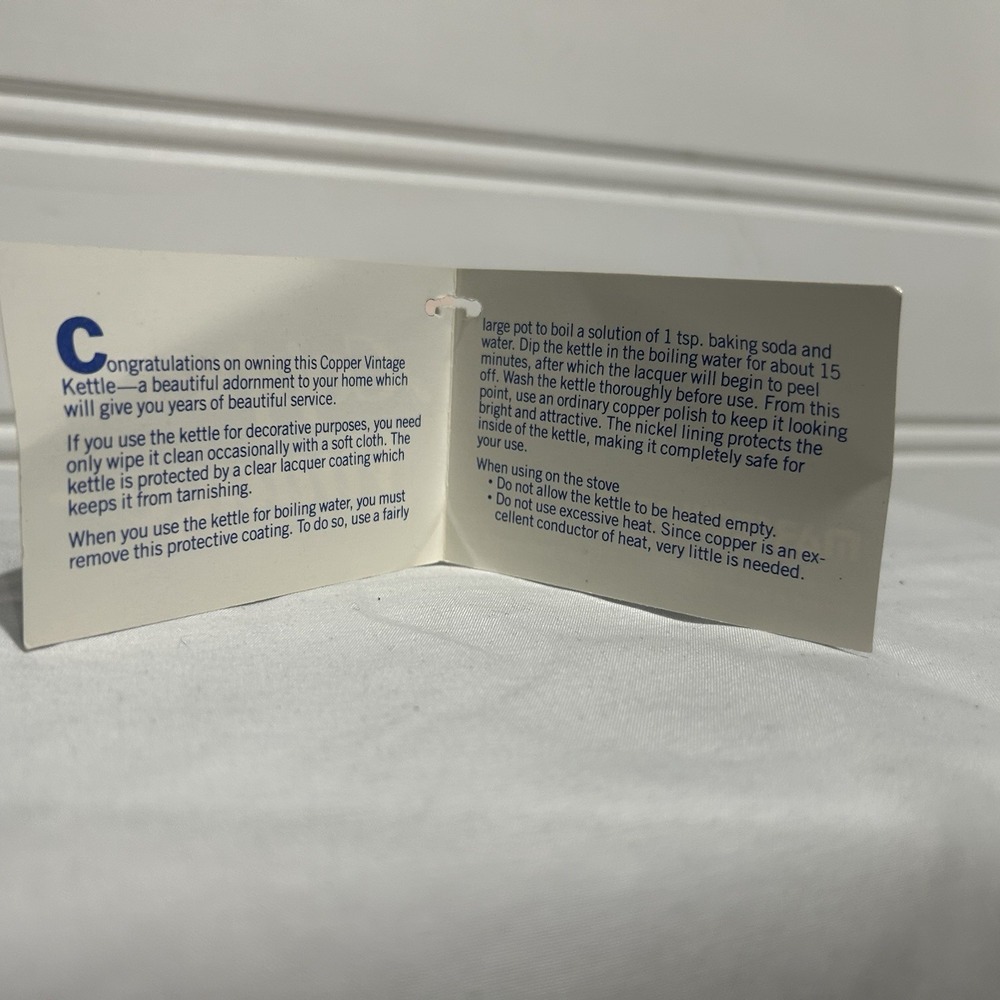 Vintage Marketworld 1980s Copper Tea Kettle with Wooden Handle Made in Portugal - Picture 9 of 14